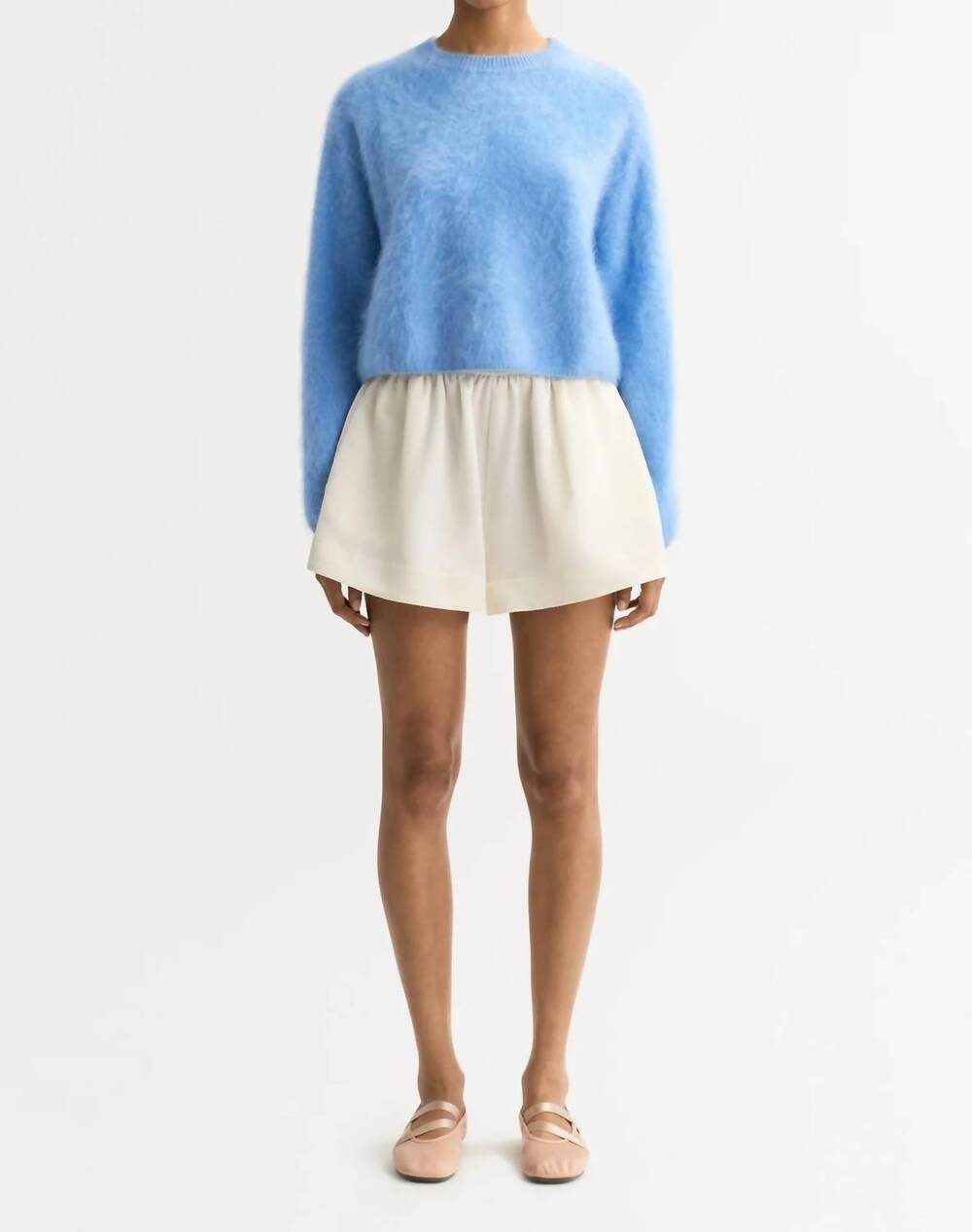 NEW SOFT GOAT brushed crewneck sweater in azure